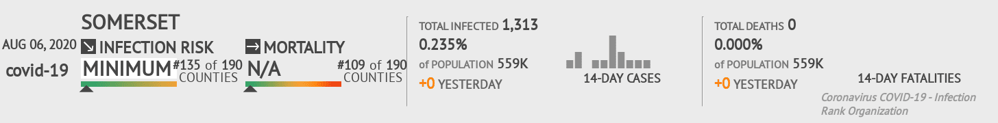 Somerset Coronavirus Covid-19 Risk of Infection on August 06, 2020